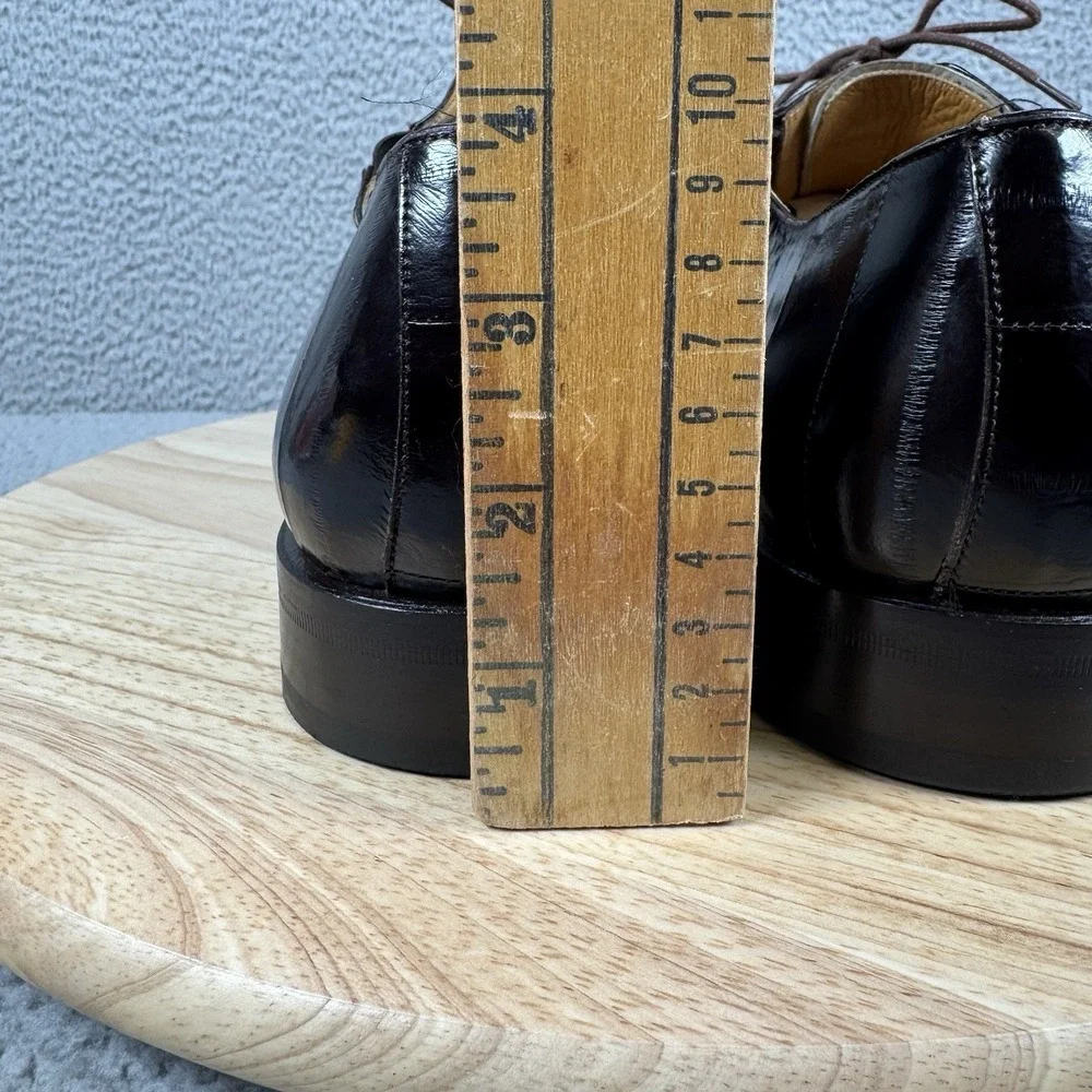 Mezlan Platinum Dress Shoes Mens 13 M Brown Caspeo Oxford Square Toe Eel‎ Skin